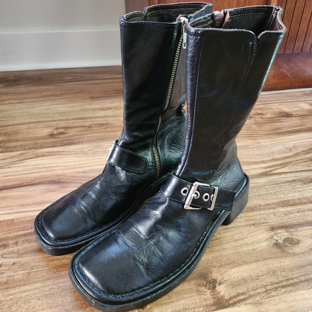 Vintage Leather Biker Boots Alberto Fermani